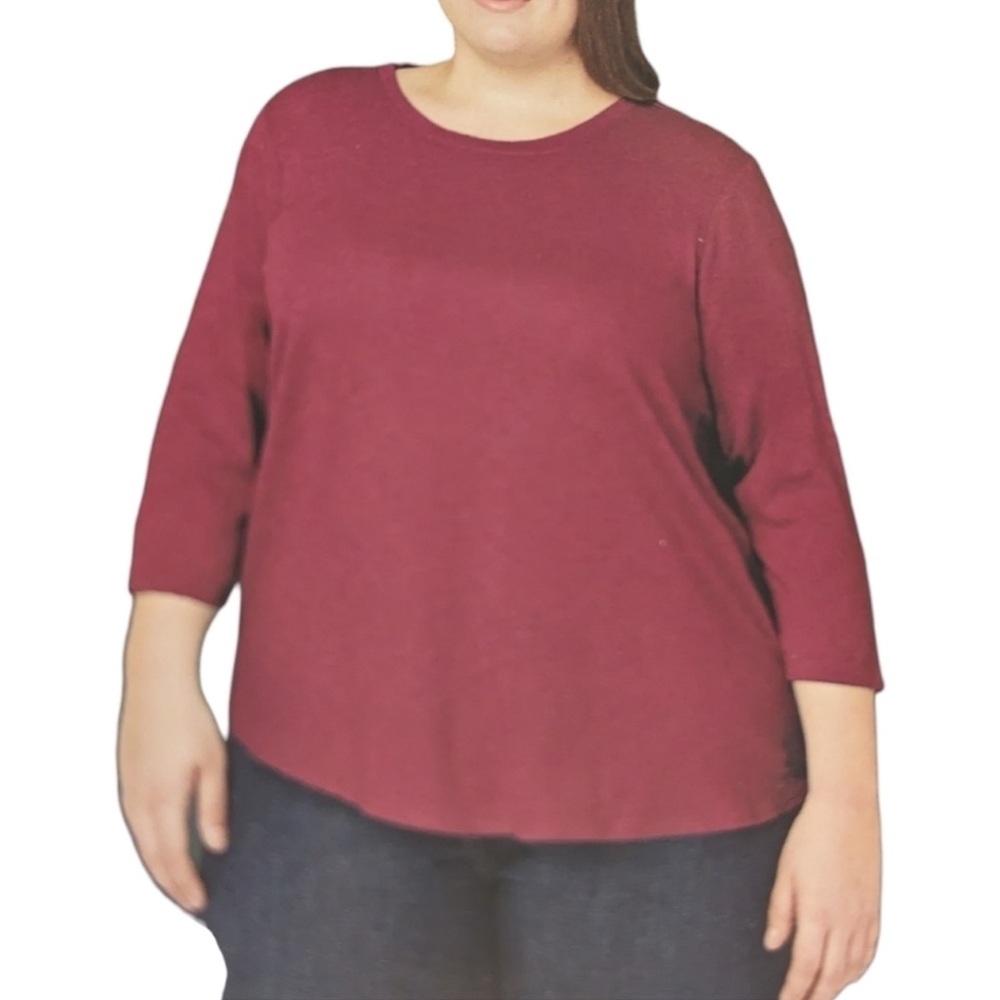 M: ♥️ Kirkland Signature 3/4 SleeveSlub Tee Burgundy